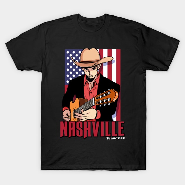 Nashville Tennessee Country Music Lover Guitarist T-Shirt by Noseking